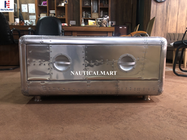 NauticalMart Vintage Coffee Table Aluminum Trunk