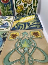 Lot Of 6 Flower Decorative Ceramic Wall Hanging Art Tile Trivet 4x4 - $39.86
