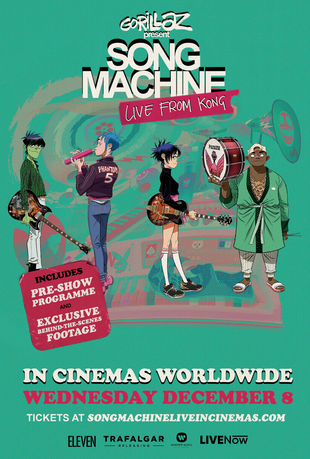 Gorillaz Song Machine Live From Kong Poster UK Rock Band Art Print 24x36 #1