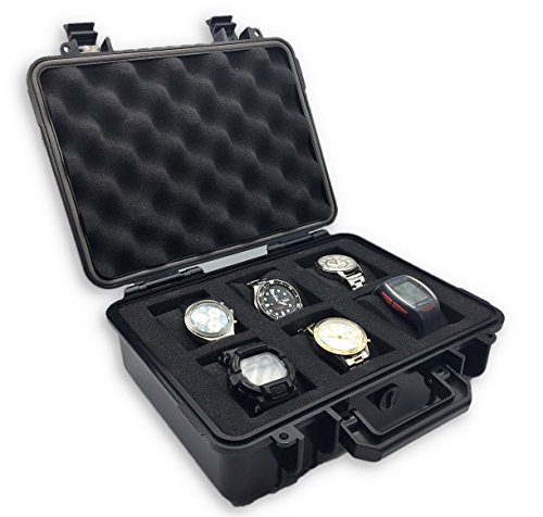 ModernGen 6 Slot Watch Box Case - Heavy Duty Plastic Impact Resistant ...