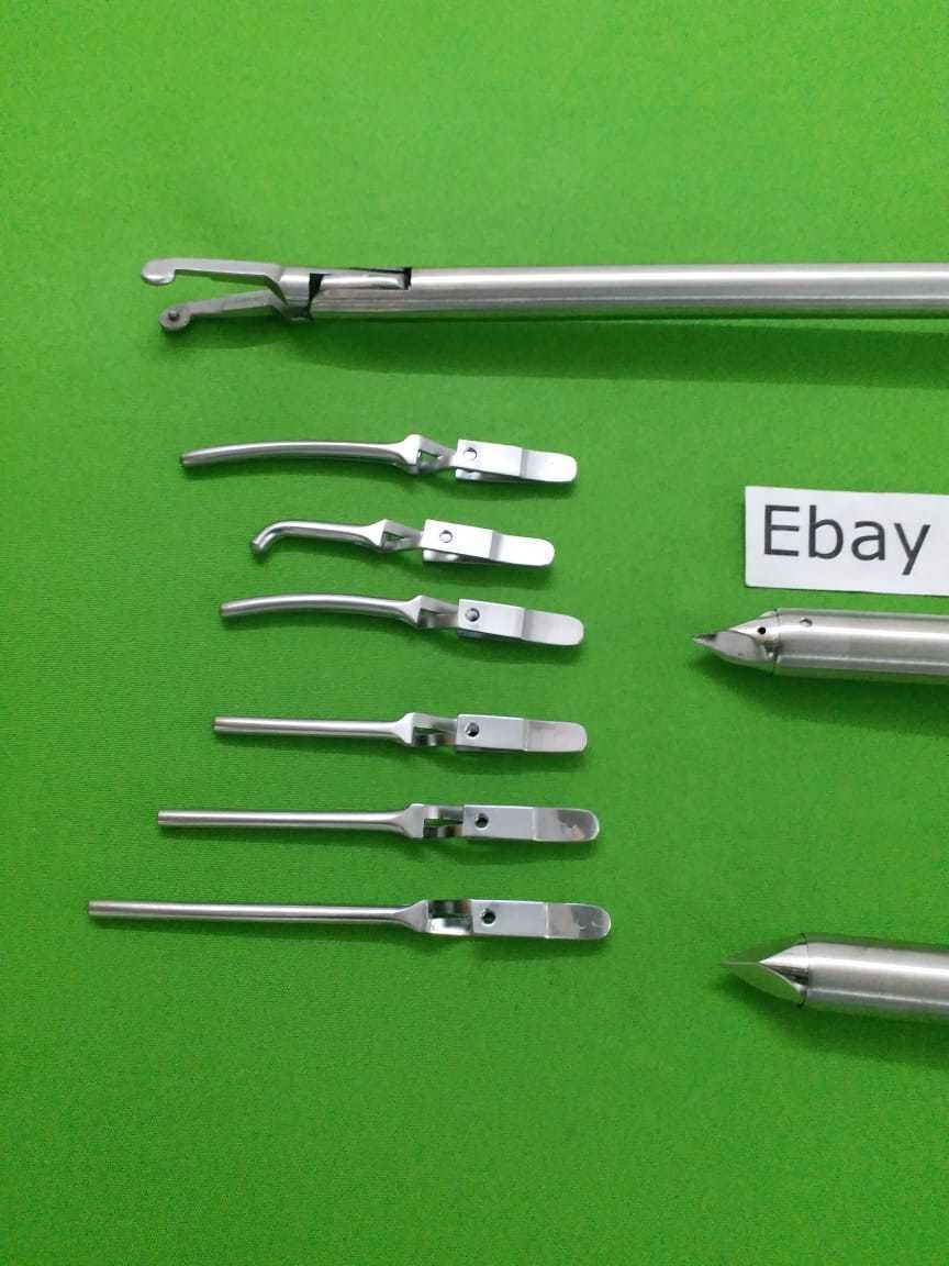 Laparoscopic Bulldog Clamp Forceps 10mm with 6 Clips and Trocar 5mm8Pc