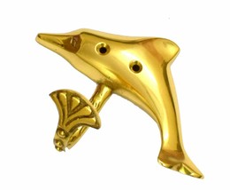 Gold Lacquer Finish Brass Made Dolphin Hook Bar Key Hook Stand for Home & Office - $65.10