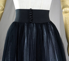 Black Puffy Tulle Skirt Outfit Womens Black High Waisted Maxi Skirt Plus Size image 5