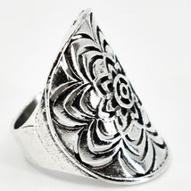Bohemian Inspired Silver Tone Radiating Flower Floral Burst Statement Ring image 4