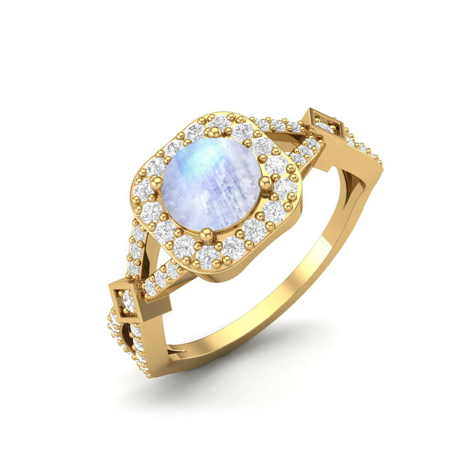 1.47 Ctw Round Moonstone 9K Yellow Gold Solitaire Women Ring