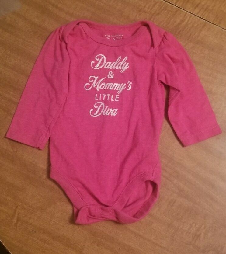 The Children's Palace Baby Girl 0-3M One-piece Pink Daddy & Mommy's Little Diva - $2.29
