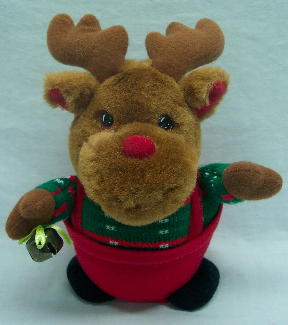 VINTAGE Christmas SHAKING TALKING MUSICAL REINDEER 7" Plush STUFFED