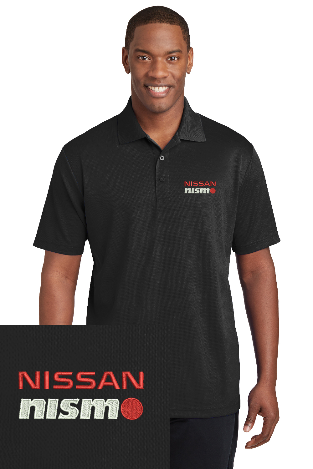 NISSAN NISMO BLACK Embroidered Polo Sport Golf Shirt Polyester Dry-Fit - Casual Shirts