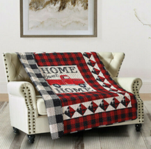 Home Sweet Homme Red Truck Reversible Soft Quilted Throw Blanket 50x60 in