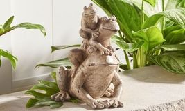 Stacked Three Frog Figurine Garden Pond Statue Polyresin 11.4" High Nature Home image 3