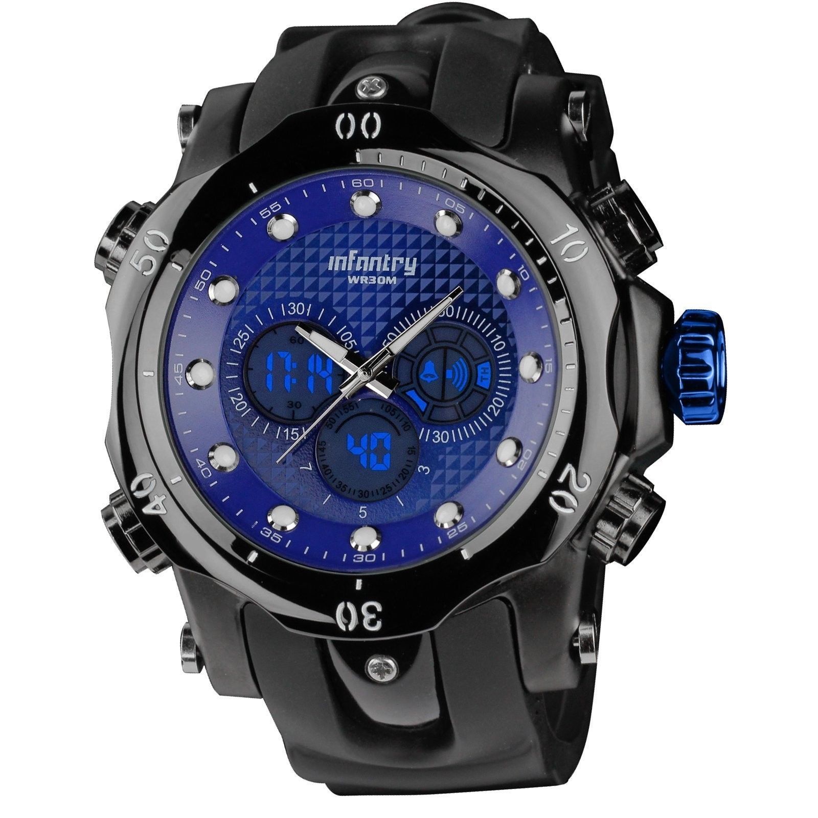 Mens 51mm Big Face Military Analog Digital Sport Wrist Watch ...