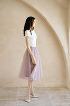 Gray High Waisted Midi Tulle Skirt Outfit Softest Tulle Wedding Skirt Plus Size image 5