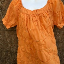 Harve Benard Mujer Naranja Medio Mezcla de Algodón Blusa Camisa Top - $11.57