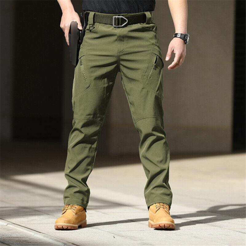 Mens Military Tactical Cargo Pants SWAT Combat Army Trousers Many Pockets Black