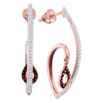 10kt Rose Gold Womens Round Red Color Enhanced Diamond Teardrop Dangle Earrings - $500.00