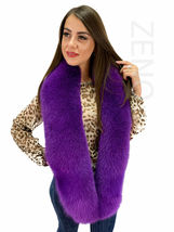 Fox Fur Stole 70' (180cm) Saga Furs Bright Purple Fur Collar Boa Wrap image 3