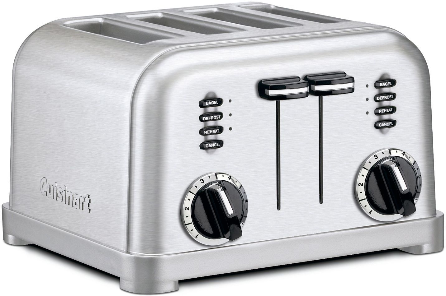 Stainless Steel 4 Slice Toaster Motorized Lift Reheat Defrost Bagel