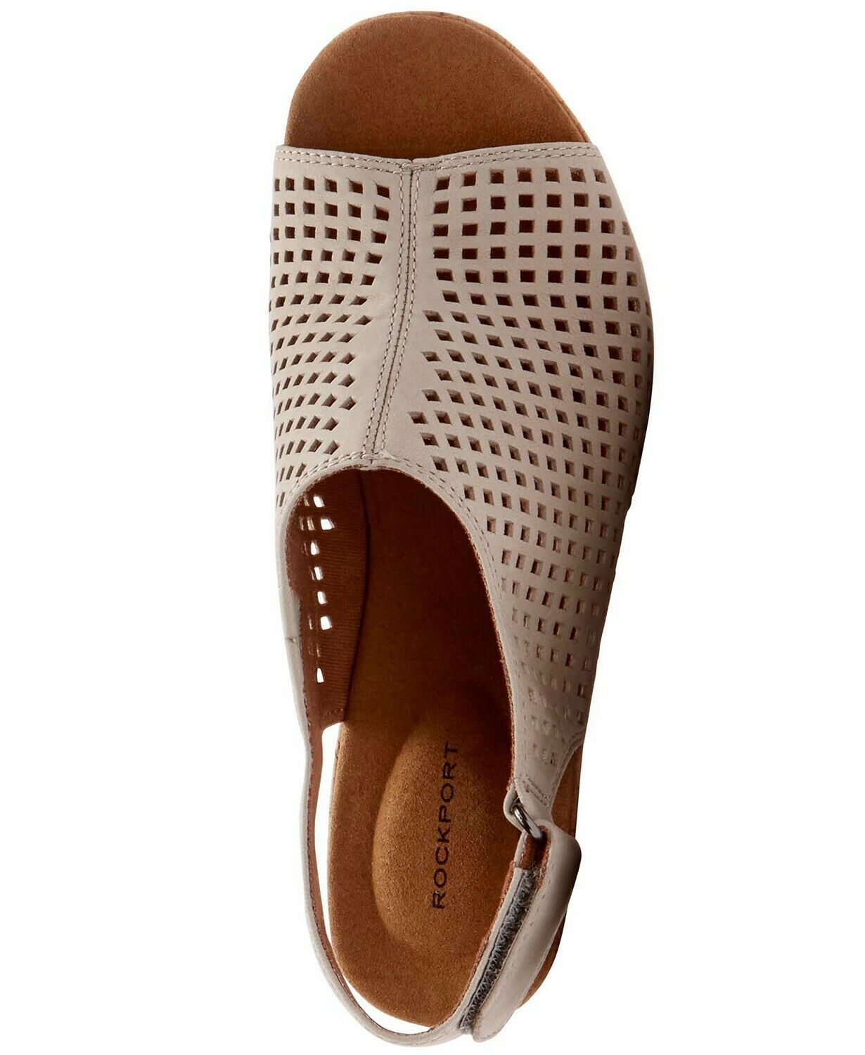 Women's Rockport Briah Perforated Sling Wedge Heels sandals white/brown ...