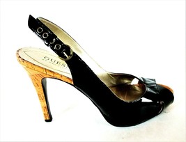 Guess Black Patent Leather Peep Toe Heels Shoes Women&#39;s 8.5 M (SW2) - $38.99