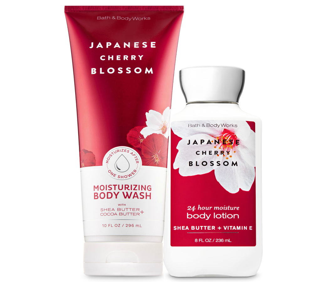 Bath & Body Works Japanese Cherry Blossom Body Lotion + Body Wash Duo