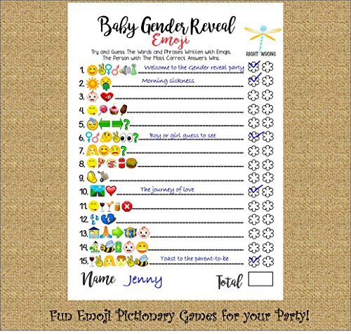 Gender Reveal Games – Guessing Boy or Girl, Emoji Pictionary Cards ...