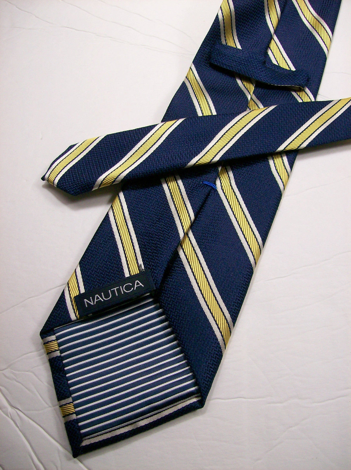 Nautica Mens Mini Gingham Silk Neck Tie Yellow