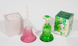 VTF AVON BELLS DECANTERS LOT OF 2 ROSEPOINT BELL &amp; EMERALD GREEN BELL &amp; BOX - $13.79