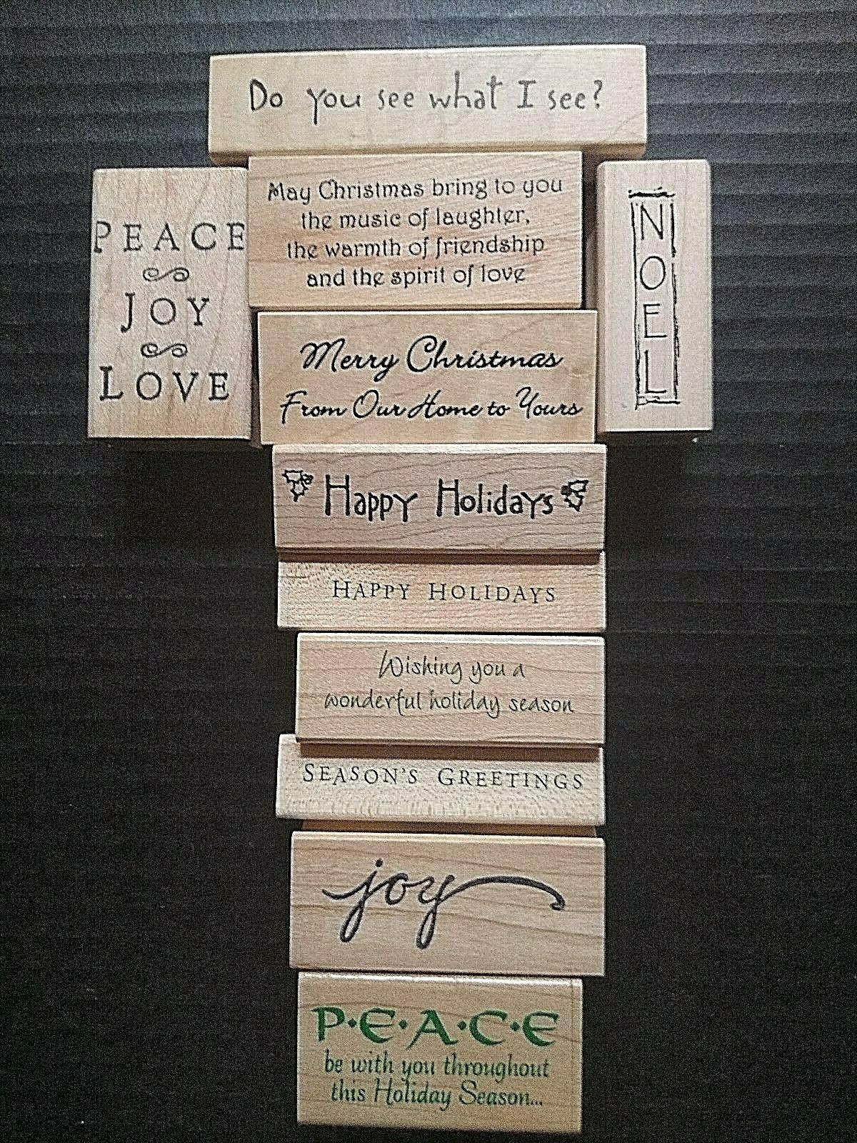 Rubber Stamps Christmas Xmas Holiday Sentiments Greetings Sayings Phrases Lot 11 - Stamps