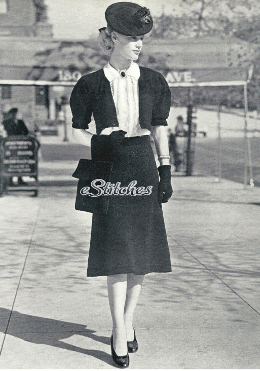 1930s Suit Bolero, Frilly Blouse 