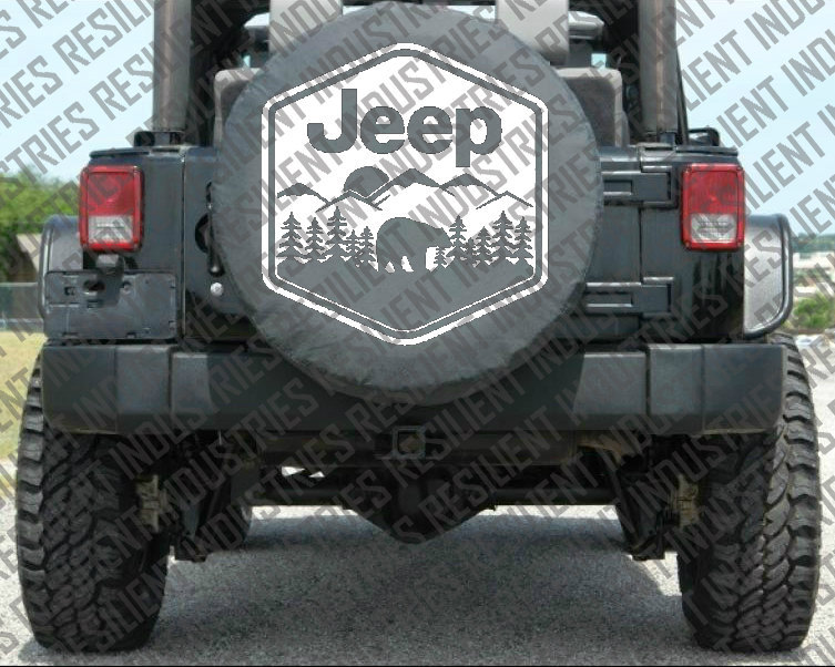 JEEP SPARE TIRE cover Jeep Wrangler Bear Adventure Badge Jk Tj Lj Yj Cj