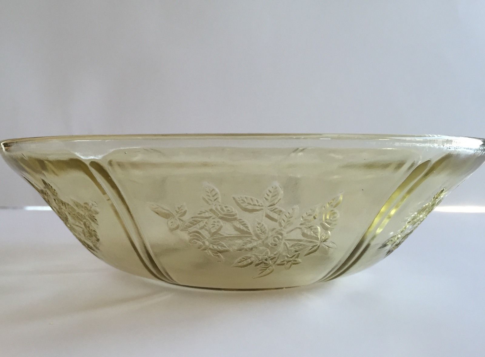 Federal Glass Sharon Cabbage Rose Depression Glass Amber 8 1/2" Vegetable Bowl Pottery & Glass