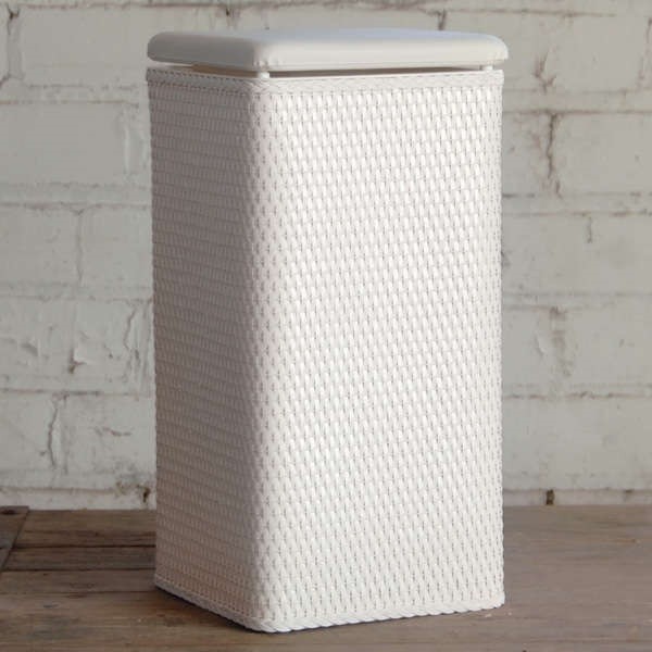 White Laundry Hamper With Lid Storage Clothes Organizer Wood Hampers