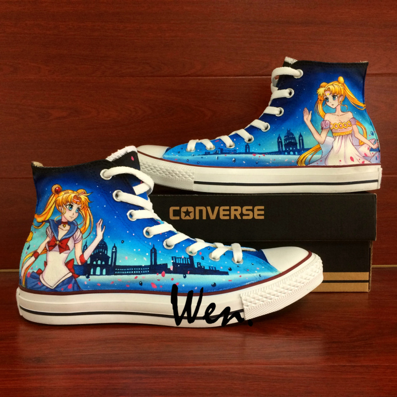 Sailor Moon Queen Serenity Design Anime Converse All Star Hand Painted Shoes