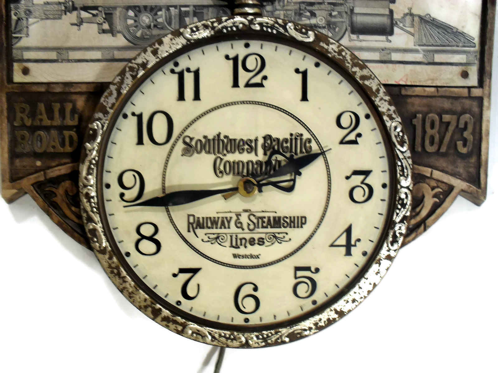 Wall Clock Westclox Vintage Southwest Pacific Railroad Railway Clocks