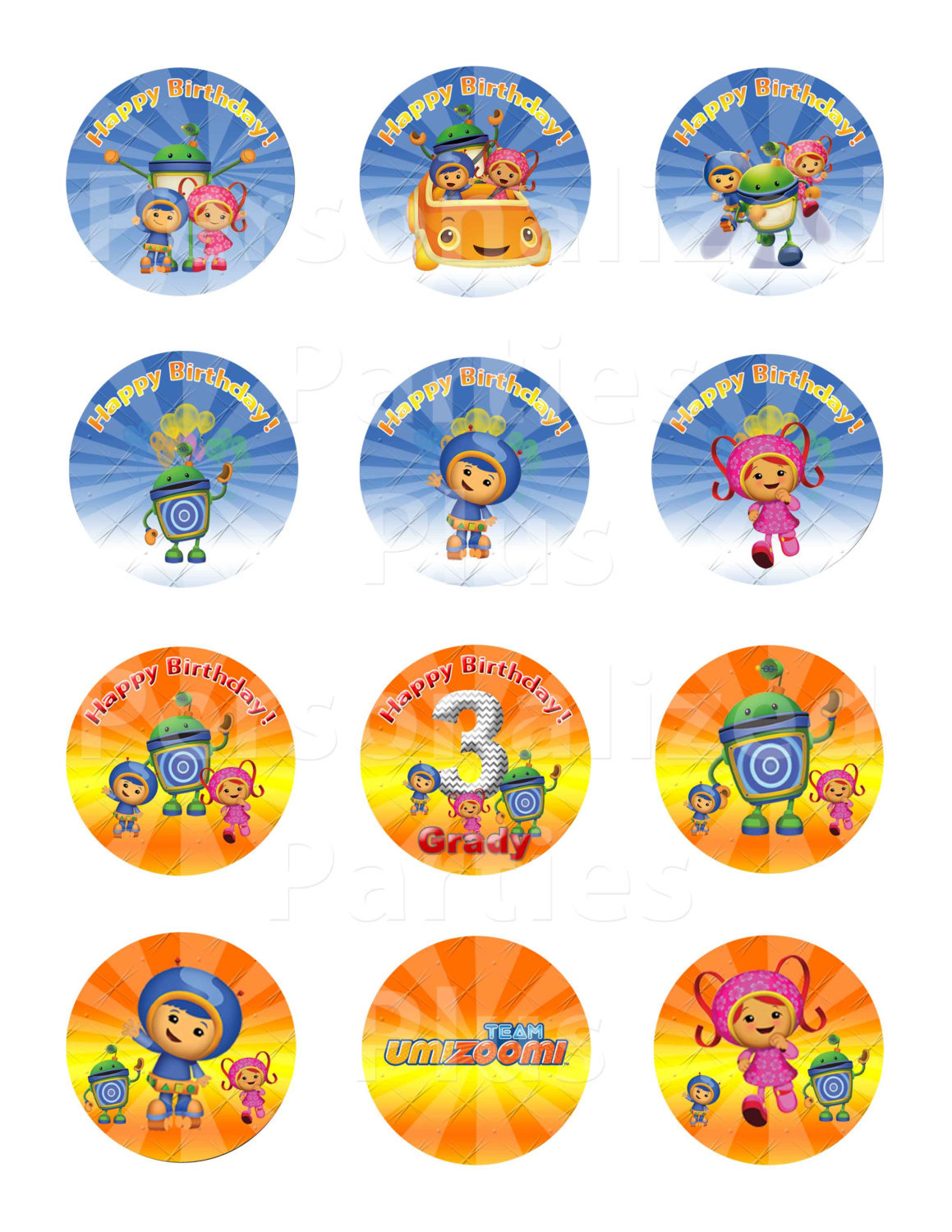 Team Umizoomi birthday party kit: DIGITAL banner, cupcake toppers ...