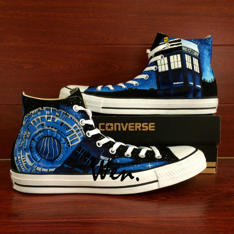 Doctor Who Police Box Pandorica Converse All Star Design Hand Painted Shoes