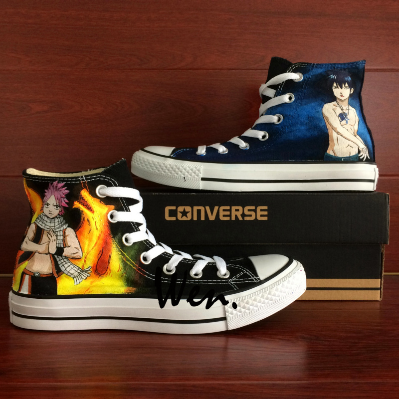 High Top Converse All Star Anime Fairy Tail Natsu Design Hand Painted Shoes