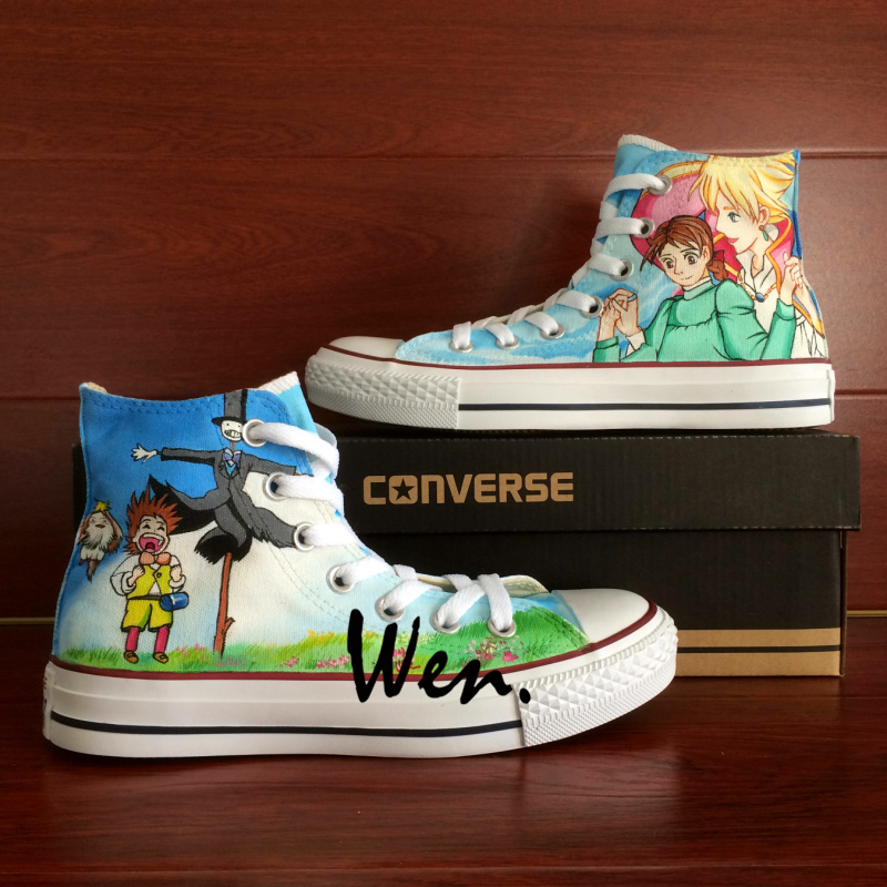 Anime Howl's Moving Castle Design Sneakers Converse All Star Hand Painted Shoes