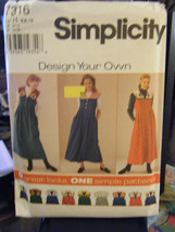 Vintage Simplicity 7316 Misses Jumper &amp; Detachable Collar Pattern - Size... - $7.50