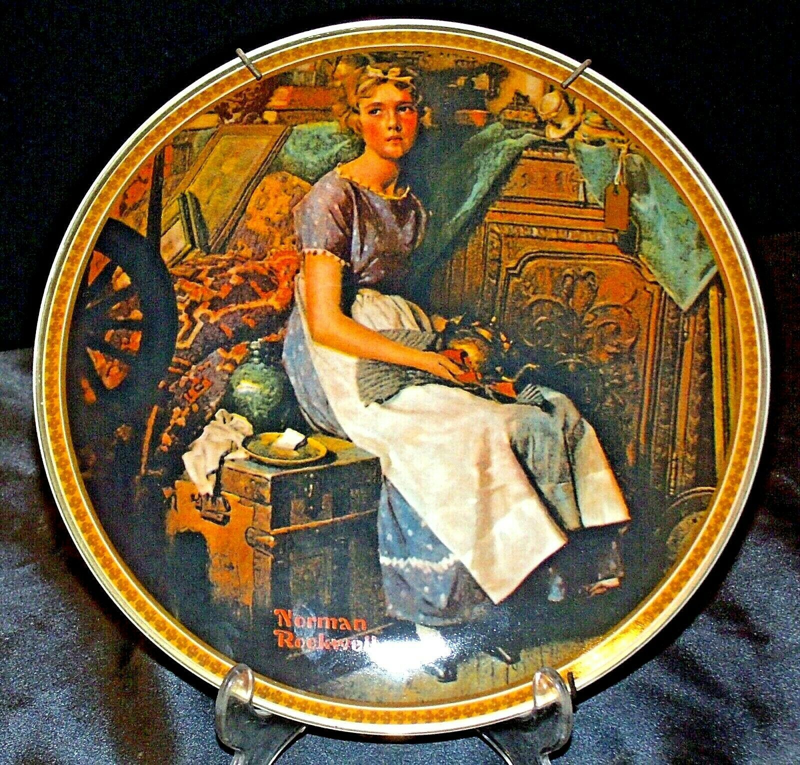 “Dreaming in the Attic” by Norman Rockwell (Knowles) Plate Hanger AA20 ...