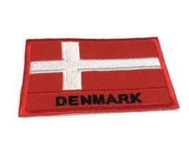Flag Patch Denmark Emblem Logo 2" x 2.8" Sew On Embroidered National Danish D... - $16.93