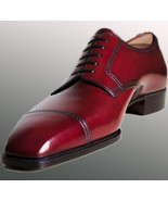Handmade Men&#39;s Burgundy Leather Lace Up Dress/Formal Shoes - $159.99