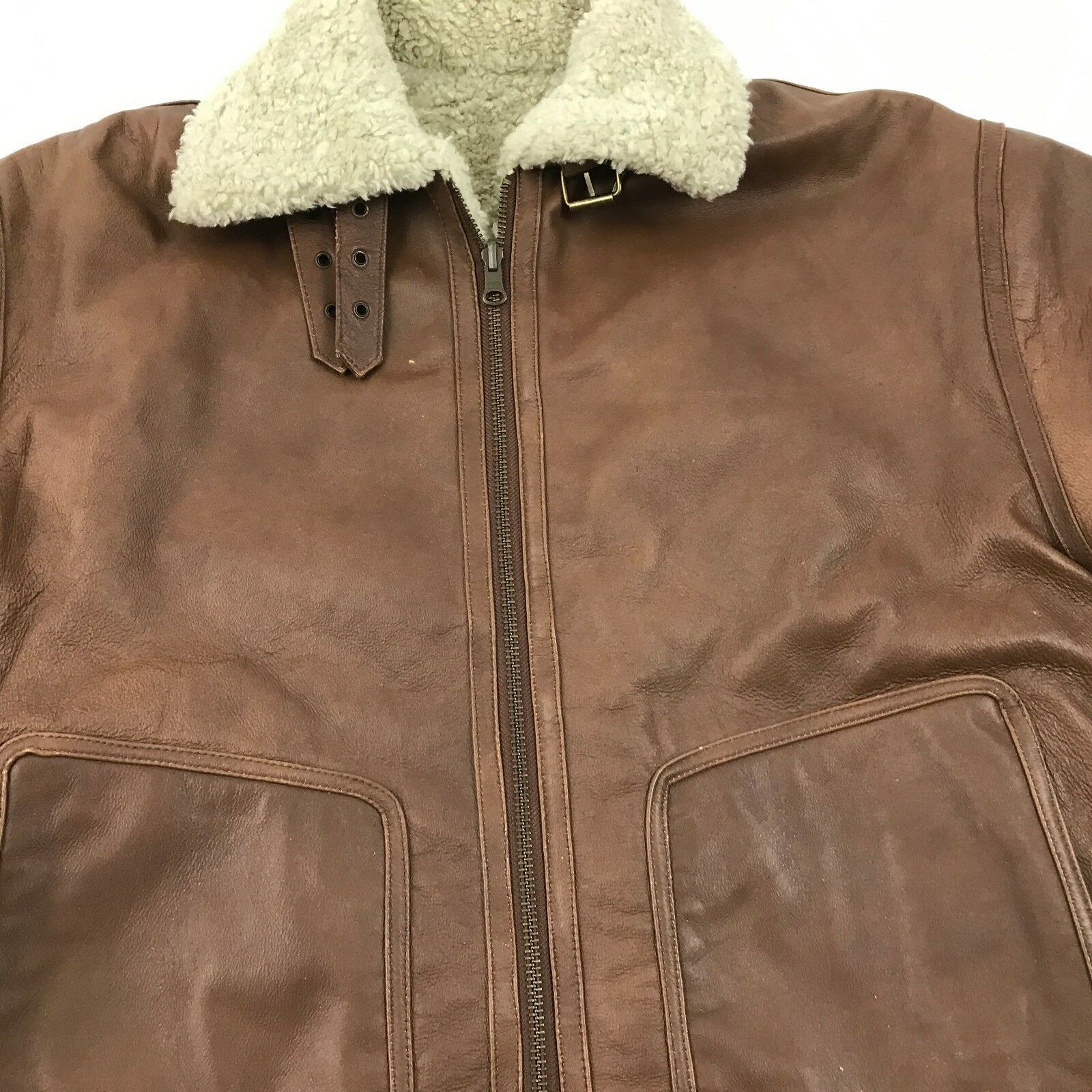 VINTAGE Wilsons Leather Bomber Jacket Shearling Sherpa Aviator