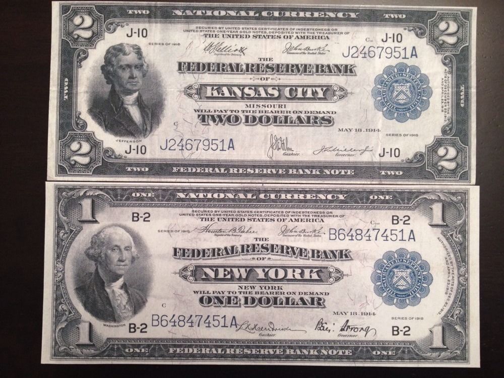 Reproduction $2 Federal Reserve Bank Note 1918 Kansas City Jefferson Battleship