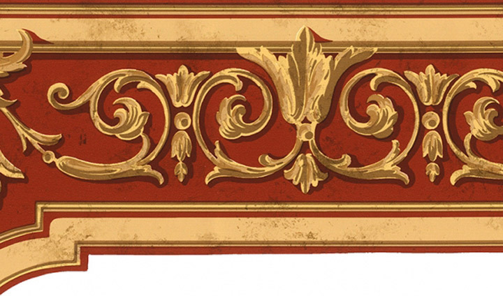 Art Works #AW80104DC Burgandy & Gold 10 Inch Wallpaper Border