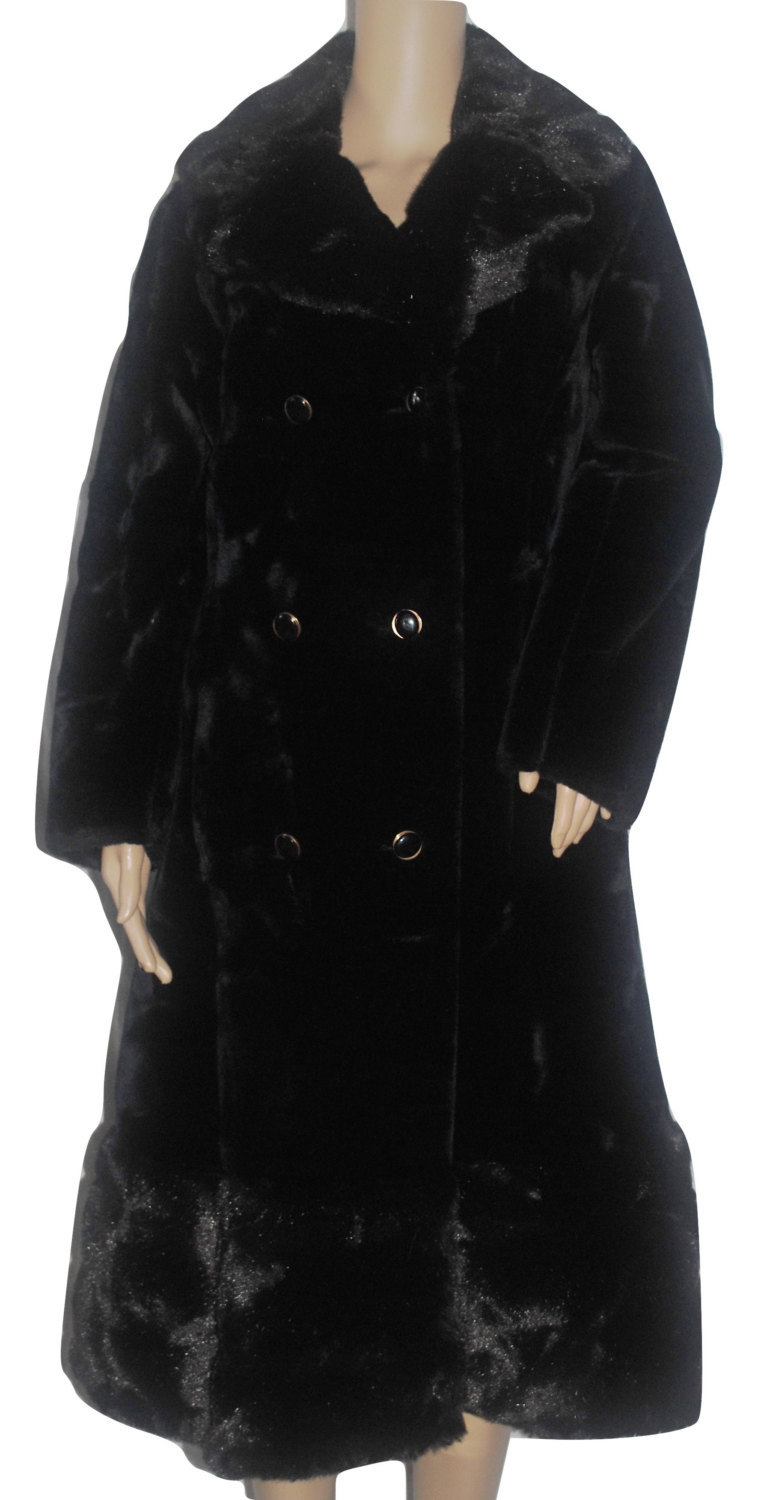 Borgessa Faux Fur Coat 1960's Double Breasted Small Free Shipping ...