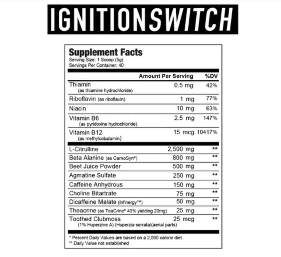 Axe & Sledge Ignition Switch PreWorkout Dietary Supplements