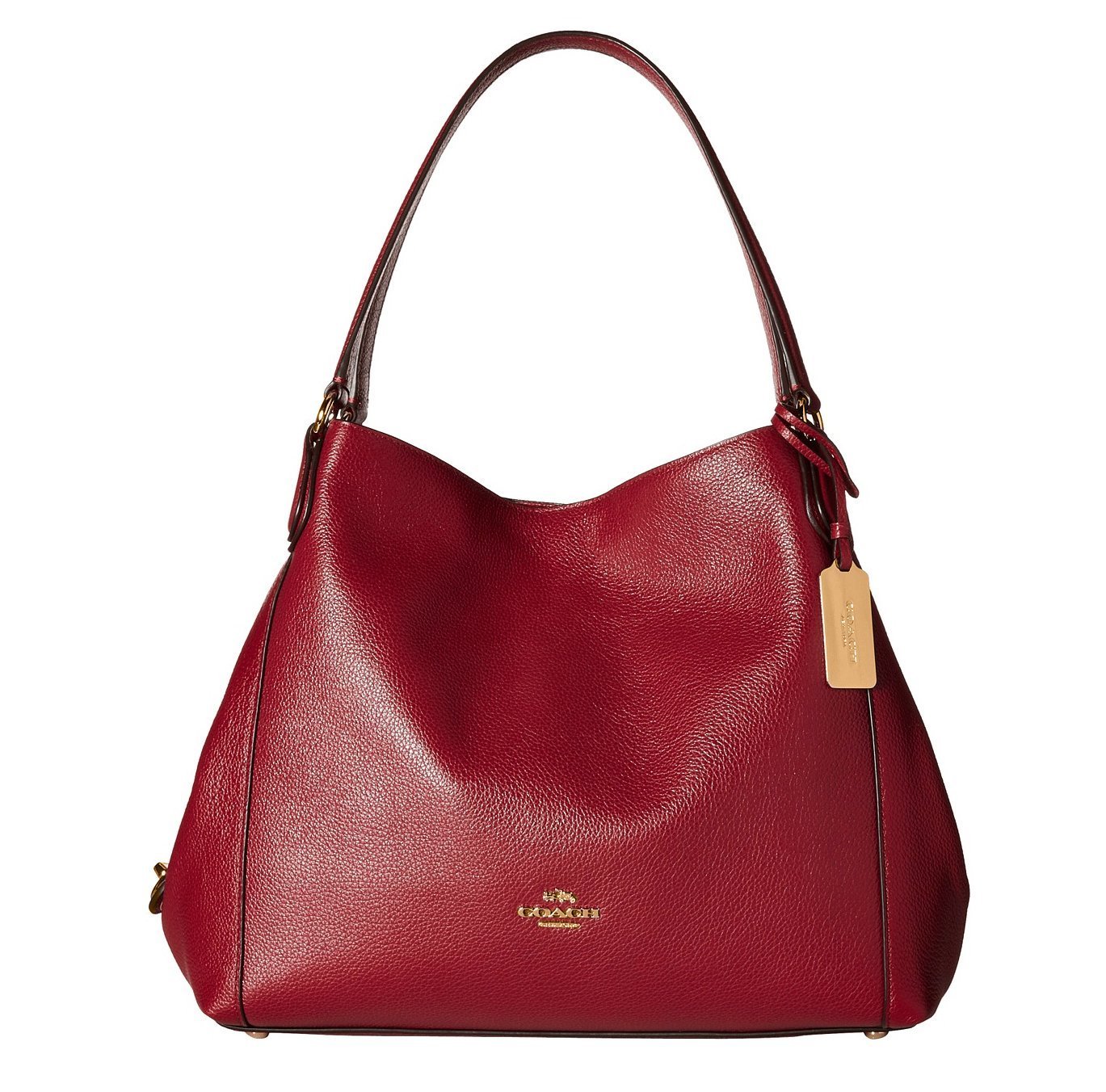 Handbag Coach Cherry Refined Pebble Leather Zip Top Closure Edie ...