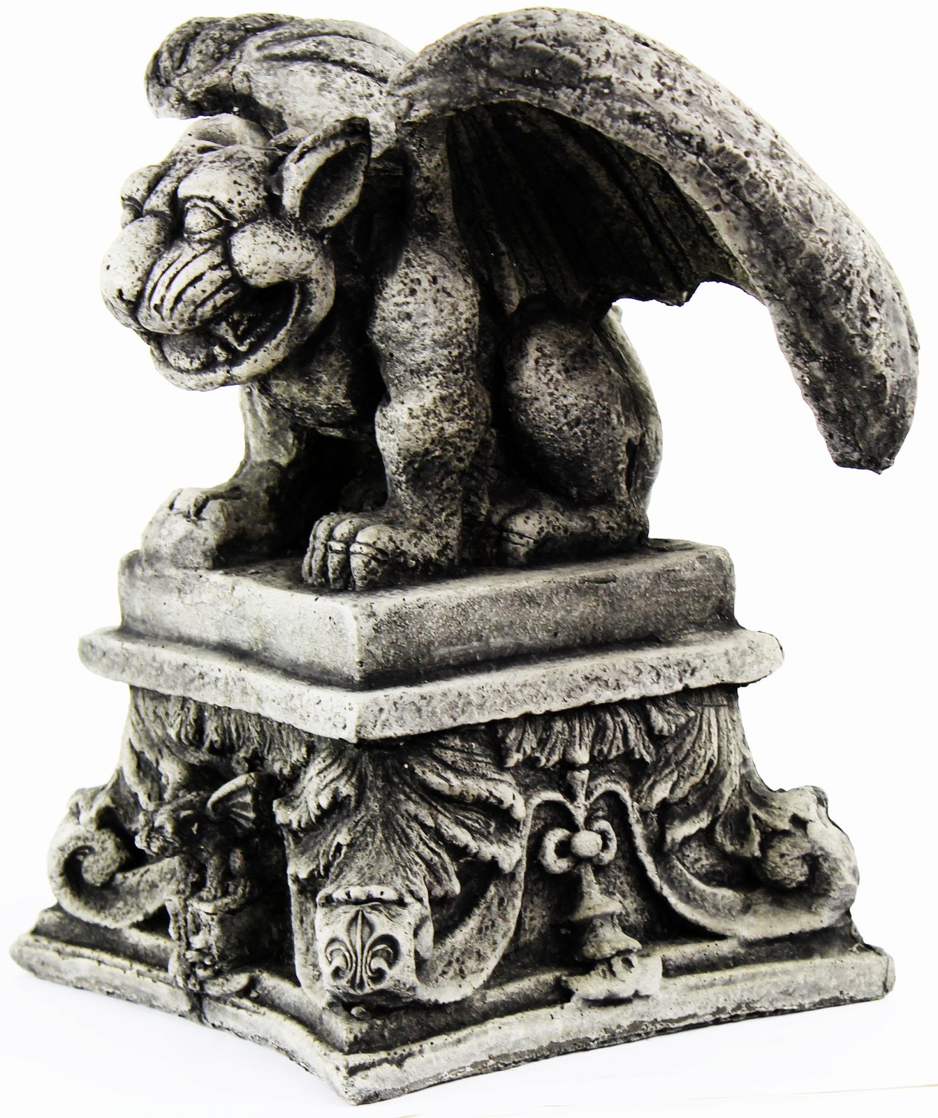 Gargoyle on Pedestal Concrete Ornamental Statue Gargoyles & Dragons