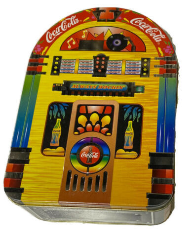 Vintage Coca-Cola Jukebox Collectible Metal Tin 1998 Empty  9” X 6” X 4’” - $14.03